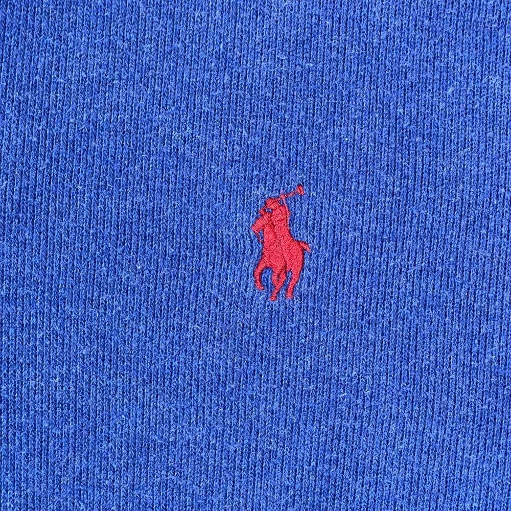 Polo Ralph Lauren Quarter Zip Sweater Men's Size Large 100% Cotton Blue Red
